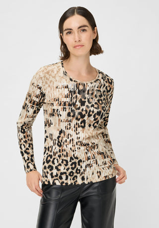 Olsen Leopard Print Top Beige Black Edda - MMJs Fashion