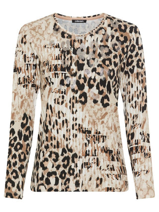 Olsen Leopard Print Top Beige Black Edda - MMJs Fashion