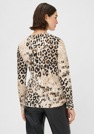 Olsen Leopard Print Top Beige Black Edda - MMJs Fashion