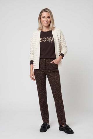Olsen Leopard Print Trousers Brown Mona Slim - MMJs Fashion