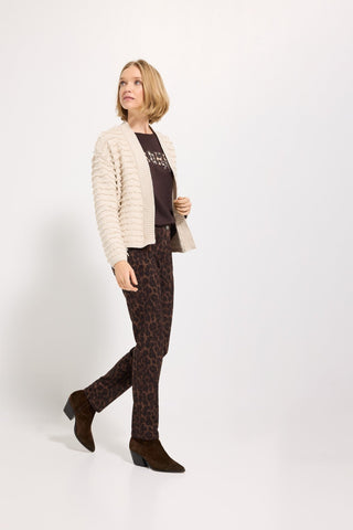 Olsen Leopard Print Trousers Brown Mona Slim - MMJs Fashion