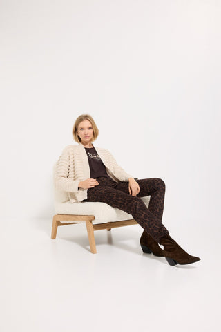 Olsen Leopard Print Trousers Brown Mona Slim - MMJs Fashion