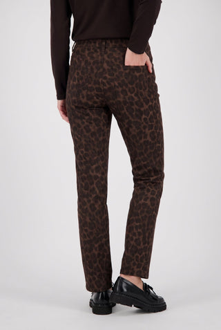 Olsen Leopard Print Trousers Brown Mona Slim - MMJs Fashion
