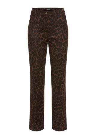 Olsen Leopard Print Trousers Brown Mona Slim - MMJs Fashion