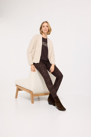 Olsen Leopard Print Trousers Brown Mona Slim - MMJs Fashion