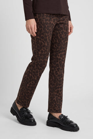 Olsen Leopard Print Trousers Brown Mona Slim - MMJs Fashion