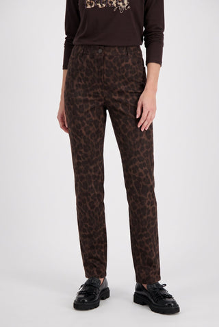 Olsen Leopard Print Trousers Brown Mona Slim - MMJs Fashion
