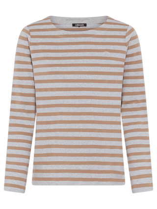 Olsen Long Sleeved Striped Top Hazelnut Beige - MMJs Fashion