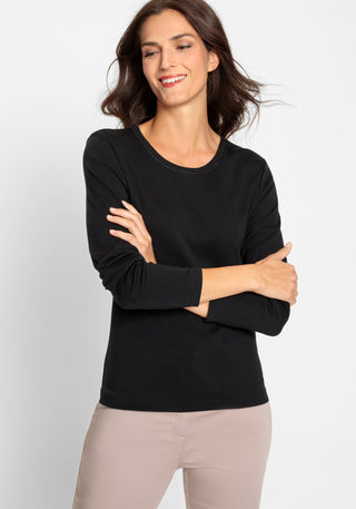 Olsen Long Sleeved Top Black Edda - MMJs Fashion