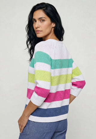 Olsen Multicoloured Stripe Jumper White Henny - MMJs Fashion