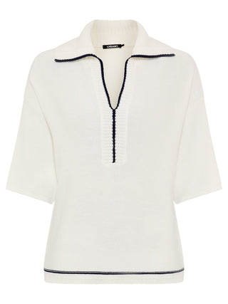 Olsen Nautical Collar Short Sleeve Jumper Ivory Cora - MMJs Fashion