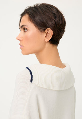 Olsen Nautical Collar Short Sleeve Jumper Ivory Cora - MMJs Fashion