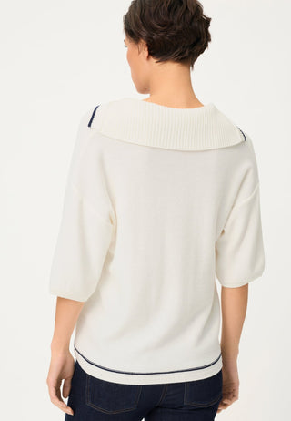 Olsen Nautical Collar Short Sleeve Jumper Ivory Cora - MMJs Fashion