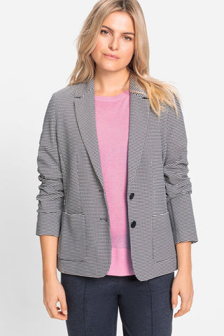 Olsen Patterned Jacket Navy Blue Ivory - MMJs Fashion