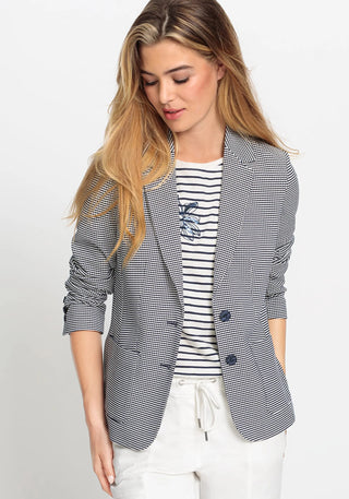 Olsen Patterned Jacket Navy Blue Ivory - MMJs Fashion