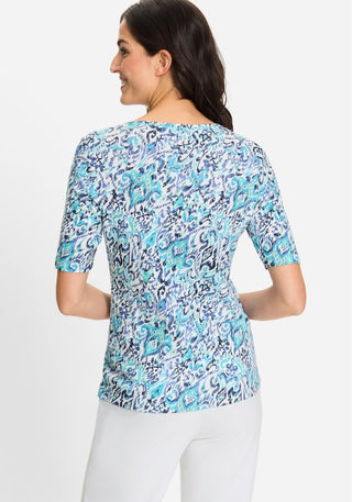 Olsen Patterned Top Aqua Blue Edda - MMJs Fashion