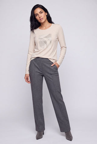 Olsen Pull-On Trousers Grey Melange - MMJs Fashion