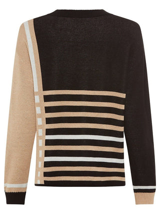 Olsen Retro Pattern Jumper Beige Black Cora - MMJs Fashion