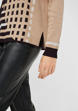 Olsen Retro Pattern Jumper Beige Black Cora - MMJs Fashion