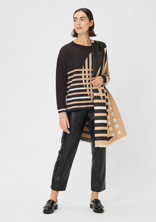 Olsen Retro Pattern Jumper Beige Black Cora - MMJs Fashion