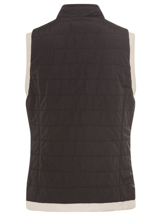 Olsen Reversible Quilted Gilet Black Beige - MMJs Fashion