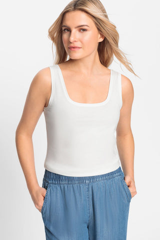 Olsen Reversible Square V - Neck Vest Top Ivory Edda - MMJs Fashion