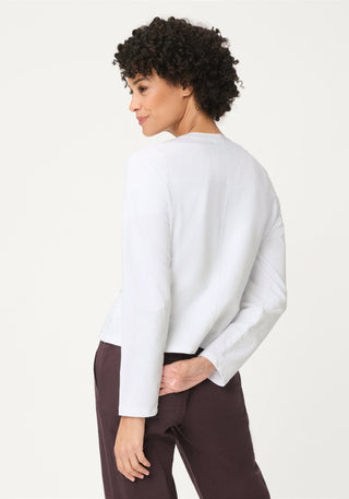 Olsen Round Neck Jacket White Eva Jersey - MMJs Fashion