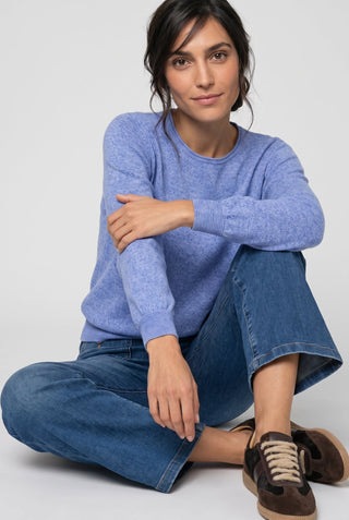 Olsen Round Neck Jumper Cobalt Blue Melange Henny 11000585 - MMJs Fashion