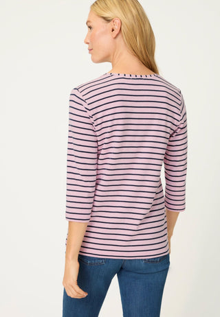 Olsen Round Neck Striped Top Pink Blue Hannah - MMJs Fashion