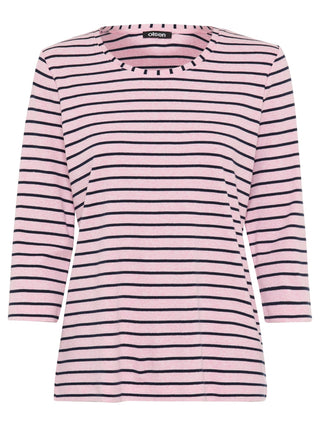Olsen Round Neck Striped Top Pink Blue Hannah - MMJs Fashion