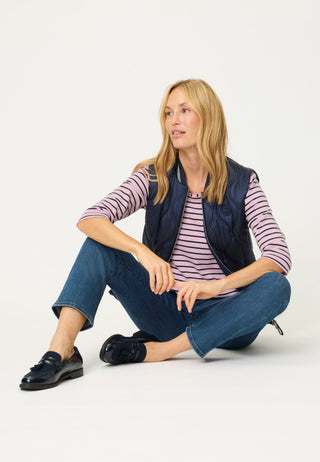 Olsen Round Neck Striped Top Pink Blue Hannah - MMJs Fashion