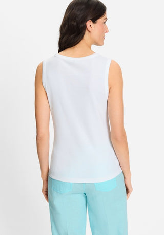 Olsen Round Neck Vest Top White Edda - MMJs Fashion