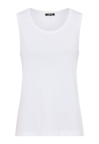Olsen Round Neck Vest Top White Edda - MMJs Fashion