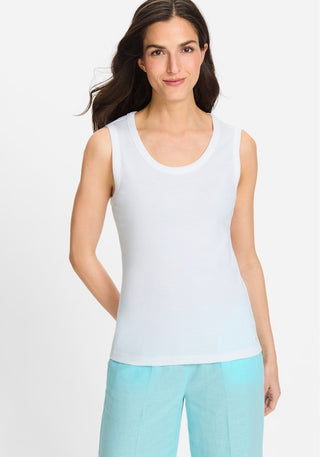 Olsen Round Neck Vest Top White Edda - MMJs Fashion