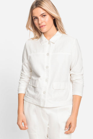 Olsen Short Jersey Jacket White - MMJs Fashion