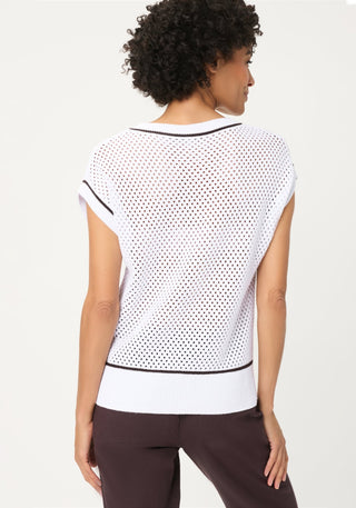 Olsen Short Sleeve Jumper White Brown Cora - MMJs Fashion