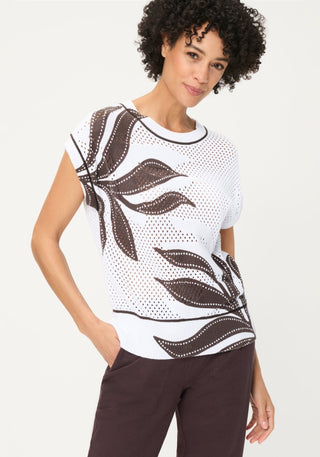 Olsen Short Sleeve Jumper White Brown Cora - MMJs Fashion