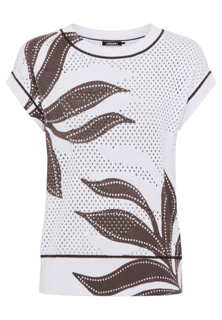 Olsen Short Sleeve Jumper White Brown Cora - MMJs Fashion