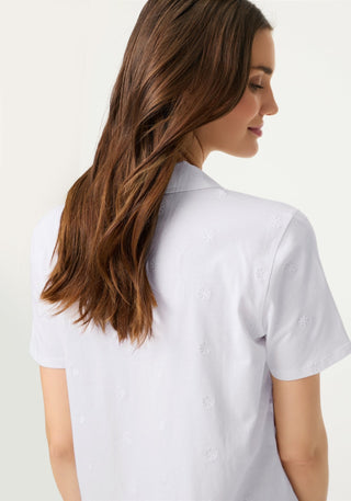 Olsen Short Sleeve Polo Shirt Top White Hannah - MMJs Fashion