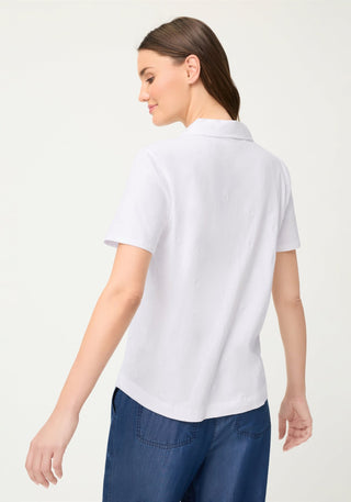 Olsen Short Sleeve Polo Shirt Top White Hannah - MMJs Fashion
