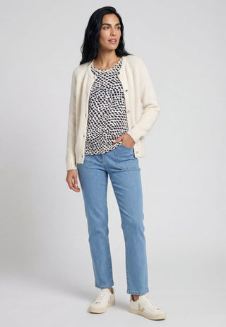 Olsen Short Sleeve Spotted Top Ivory Blue Edda - MMJs Fashion