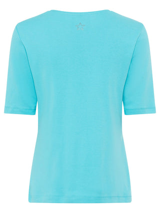 Olsen Short Sleeved Top Aqua Blue Edda - MMJs Fashion