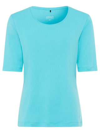 Olsen Short Sleeved Top Aqua Blue Edda - MMJs Fashion