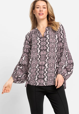 Olsen Snake Print Blouse Pink Grey - MMJs Fashion