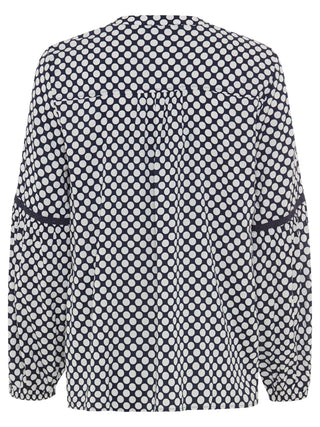 Olsen Spot Print Blouse Navy Blue Ivory - MMJs Fashion
