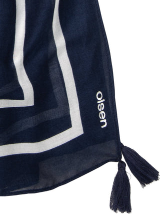Olsen Spot Print Bordered Scarf Navy Blue - MMJs Fashion