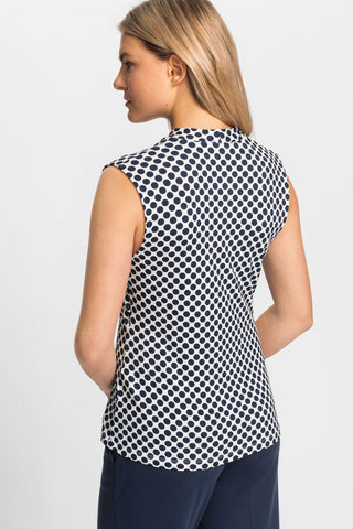Olsen Spot Print Sleeveless Top Navy Blue Ivory Edda - MMJs Fashion