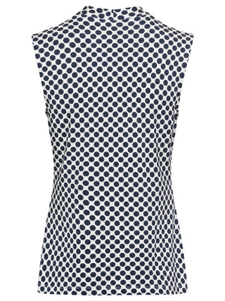 Olsen Spot Print Sleeveless Top Navy Blue Ivory Edda - MMJs Fashion