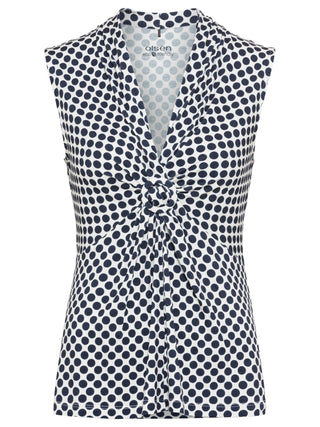 Olsen Spot Print Sleeveless Top Navy Blue Ivory Edda - MMJs Fashion