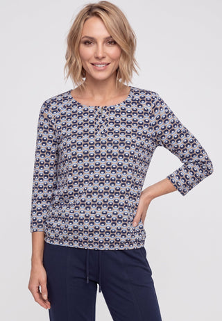 Olsen Spot Print Top Beige Blue Clara - MMJs Fashion